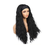 Water Wave Glueless Headband Wig Natural Black 180% Density