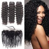 3 Bundle Deals With 13*4 Transparent Frontal Italy Curly Virgin Human Hair Natural BlackHuman Hair Weave Deals Body Wave