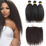 3 Bundle Deals With 13*4 Transparent Frontal Kinky Straight ViNatural Black Human Hair Weave Deals Body Wave