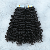 Deep wave virgin human hair tape in extensions, natural black, 20pcs, 50 grams.