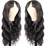 Body Wave Natural Black V Part Wigs, 100% Virgin Human Hair, 180% Density.